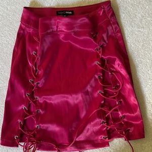 Two Piece Red Satin Set